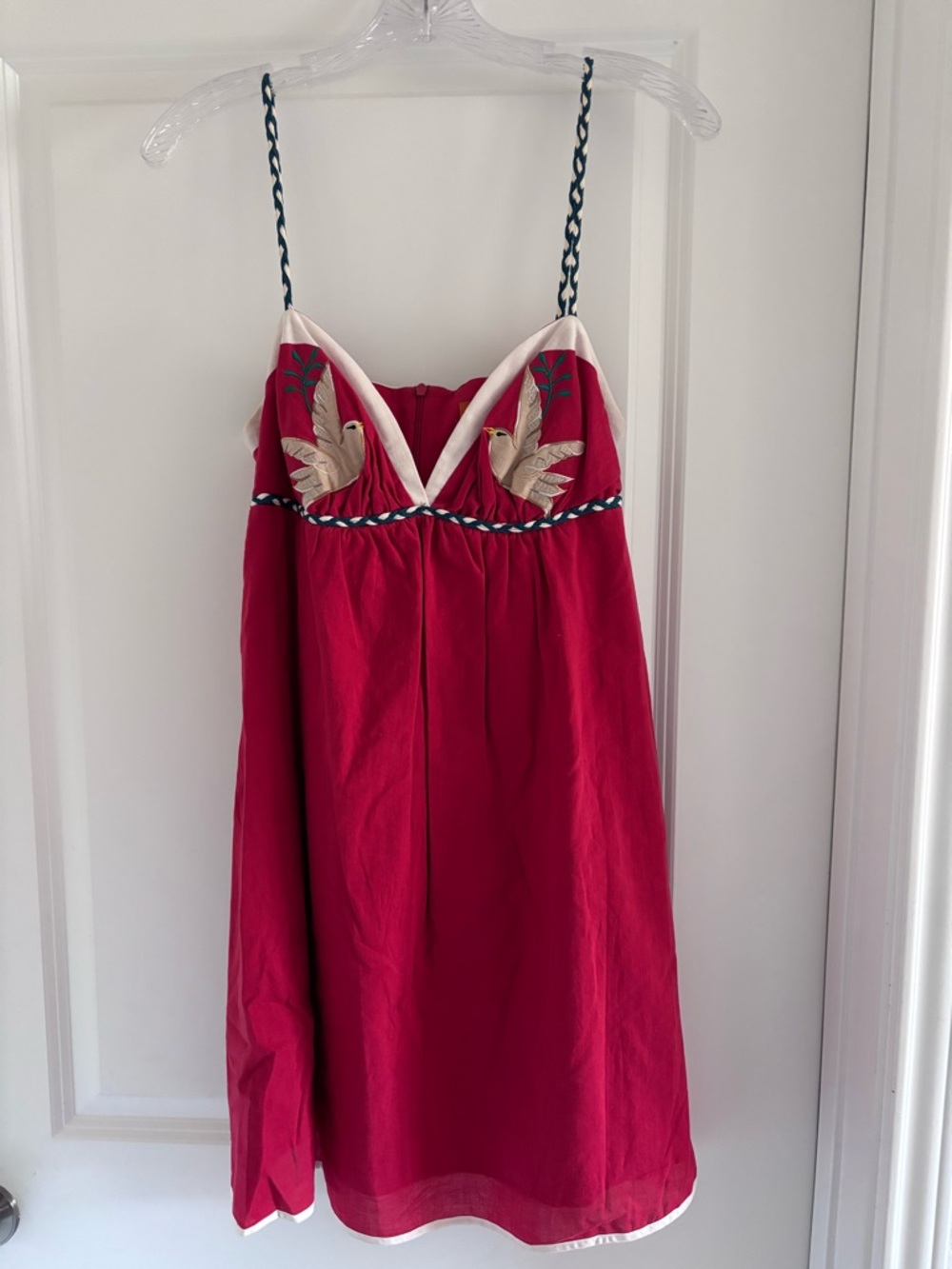 Voom by Joy Han Red Dress with Cream & Black Trim
